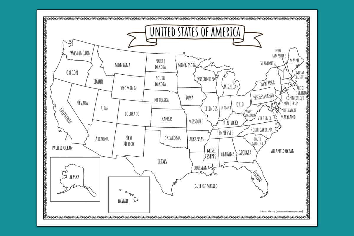 Printable Map Of The United States | Mrs. Merry within United States Printable Map With State Names