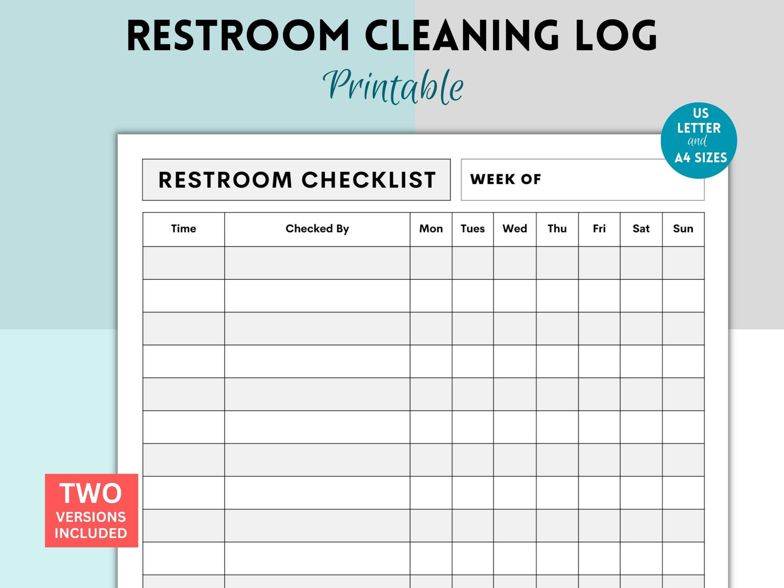 Printable Restroom Cleaning Log For Businesses, Bathroom Cleaning with Free Printable Restroom Cleaning Log