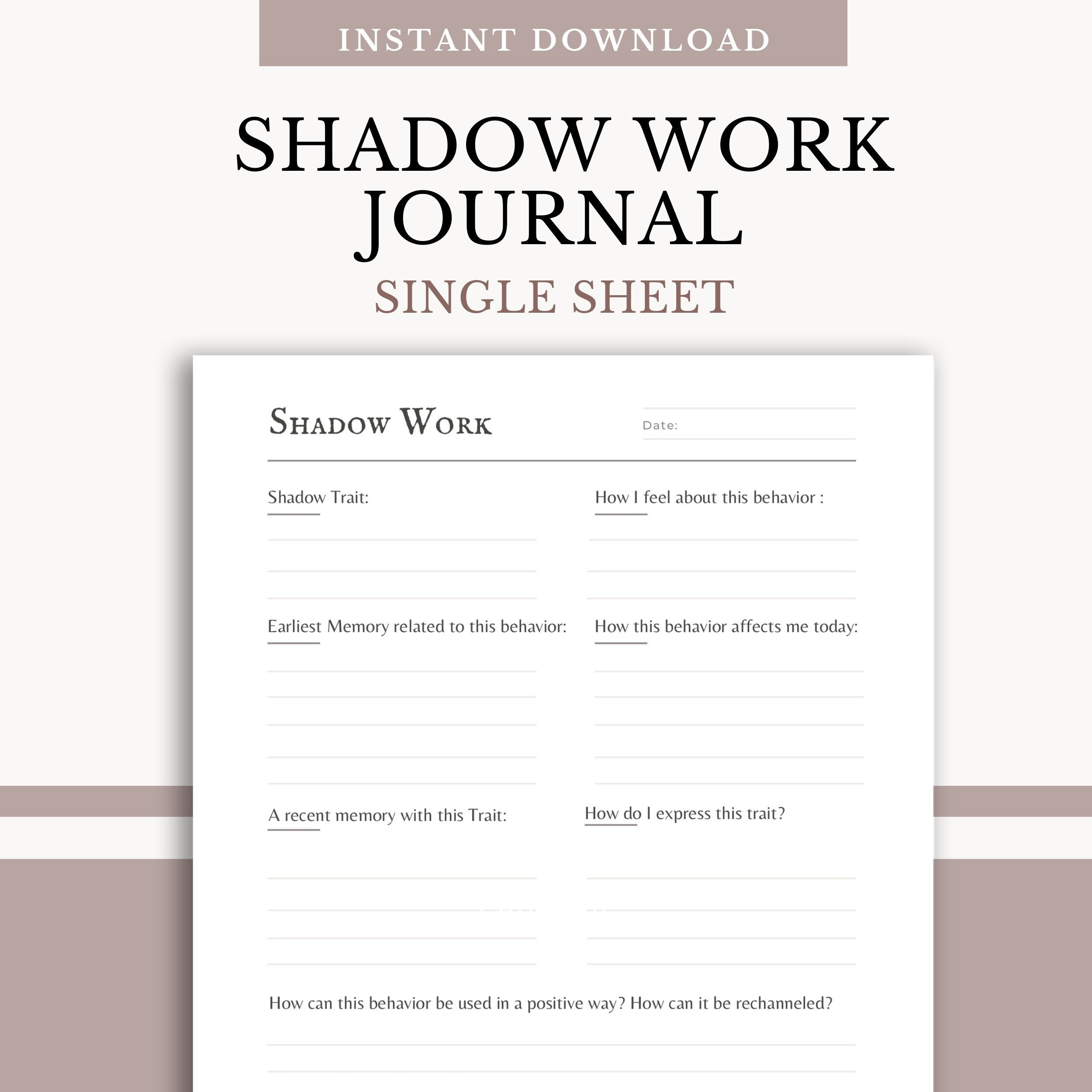 Printable Shadow Work Journal: Self Discovery Worksheet (Digital intended for Free Printable Shadow Work Journal