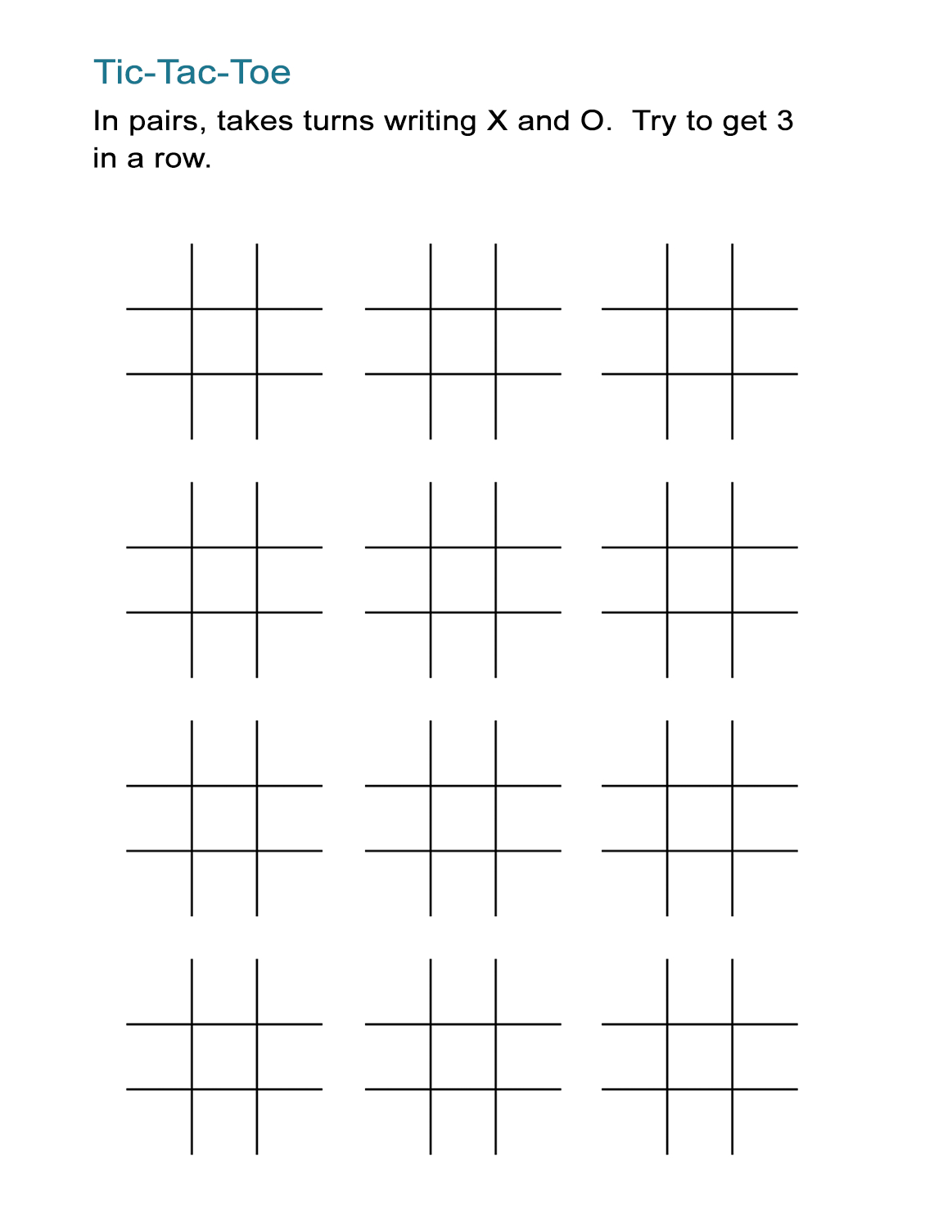 Printable Tic-Tac-Toe Sheets - All Esl inside Free Printable Tic Tac Toe Game