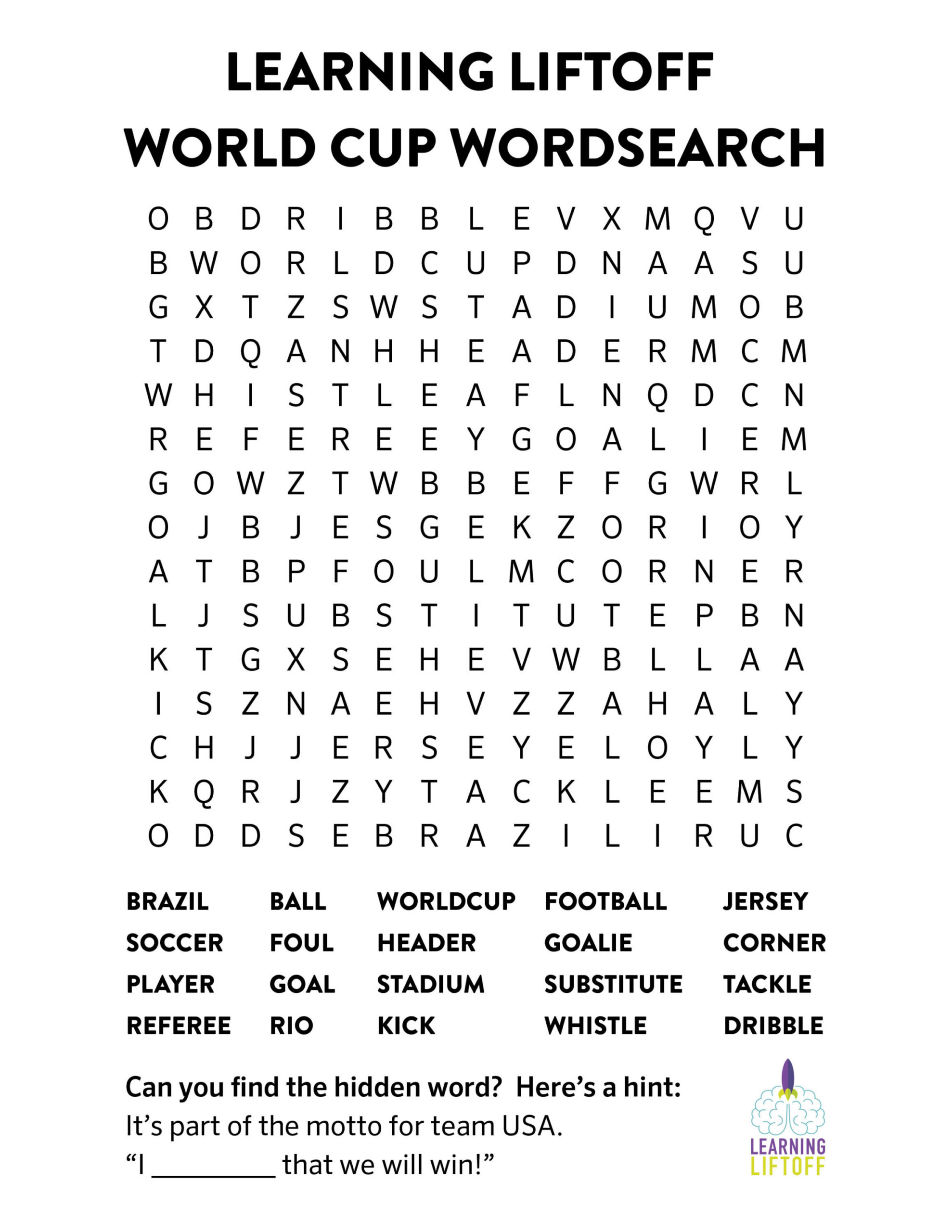 Printable World Cup Word Search - Learning Liftoff pertaining to Soccer Word Search Printable