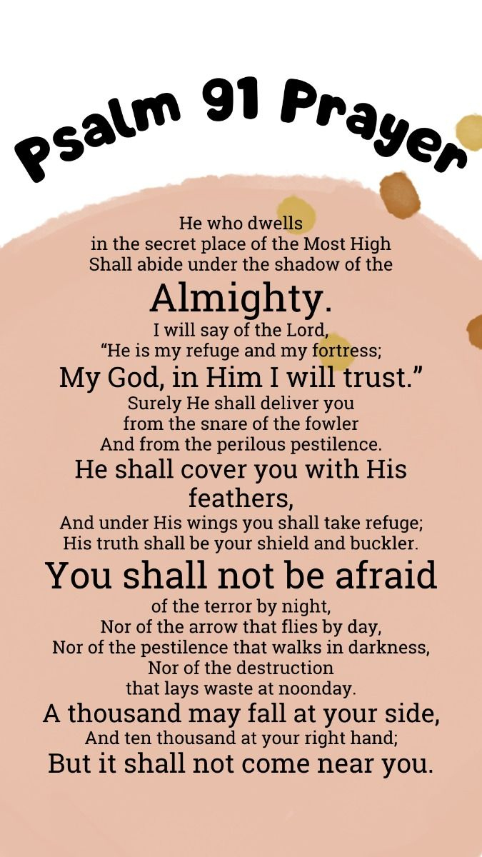 Psalm 91 Prayer Of Protection Printable! intended for Free Printable Psalm 91 Printable