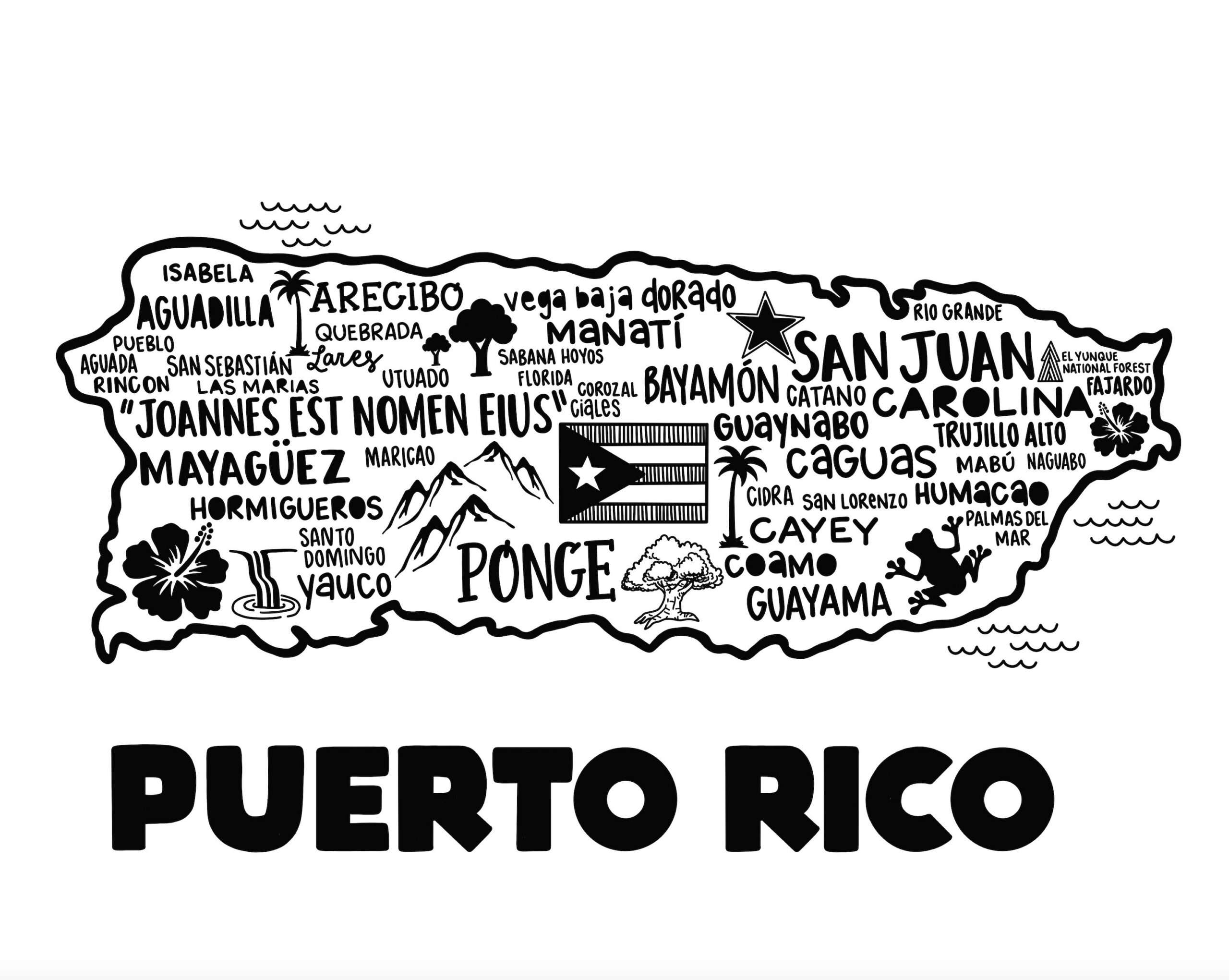 Puerto Rico Karte Drucken - Etsy.de with Map of Puerto Rico Printable