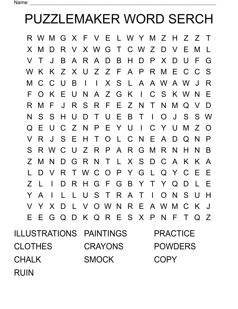 Puzzlemaker Word Serch Word Search - Wordmint in Free Printable Word Search Maker