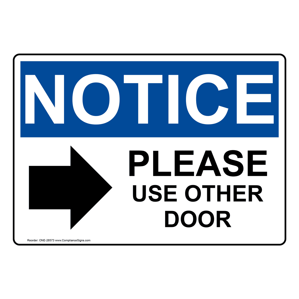 Rectangle White Please Use Other Door Sign - Osha regarding Printable Use Other Door Sign