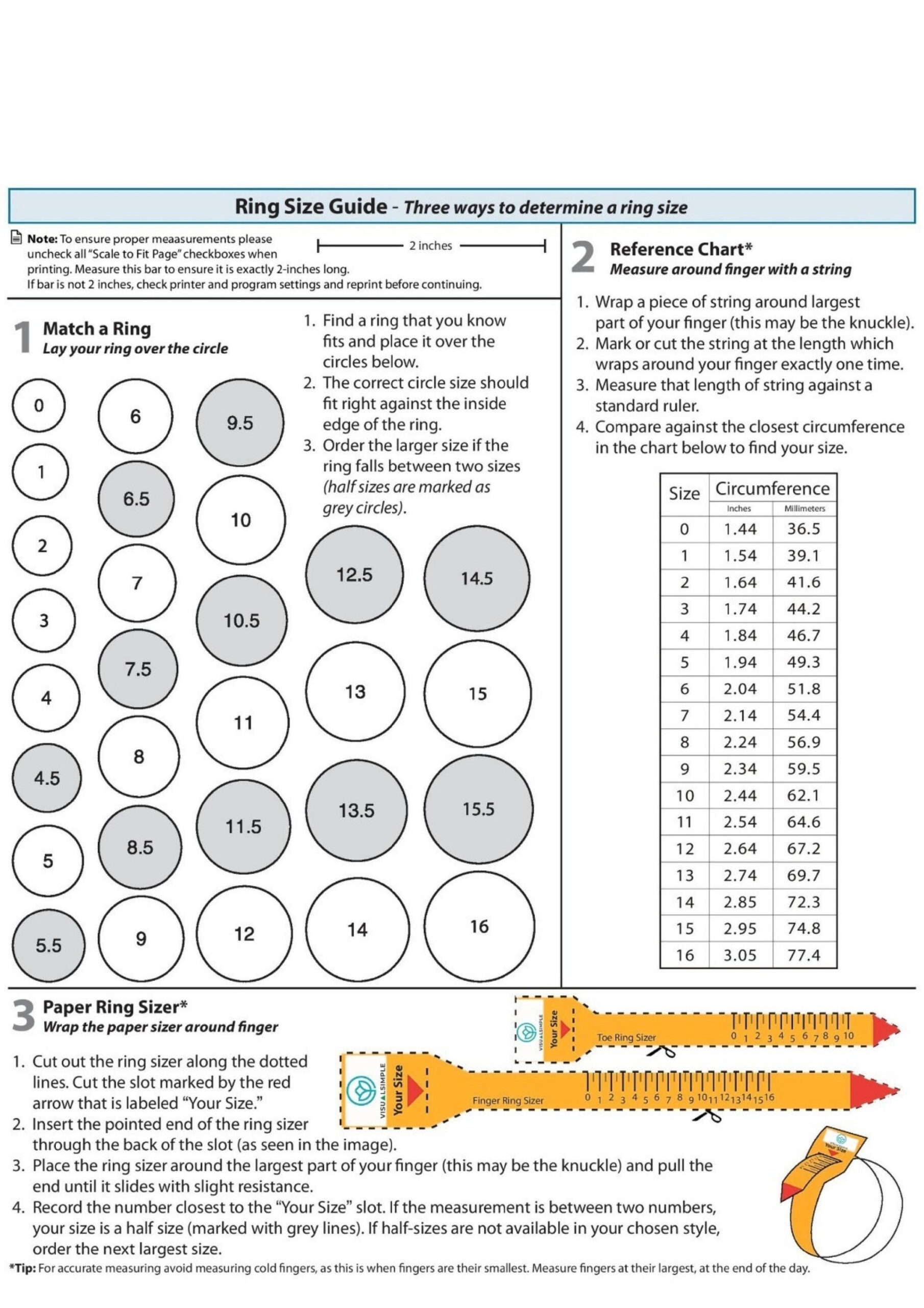 Ringgrößentabelle Ausdrucken: Internationale Umrechnungstabelle in Ring Size Chart For Women Printable