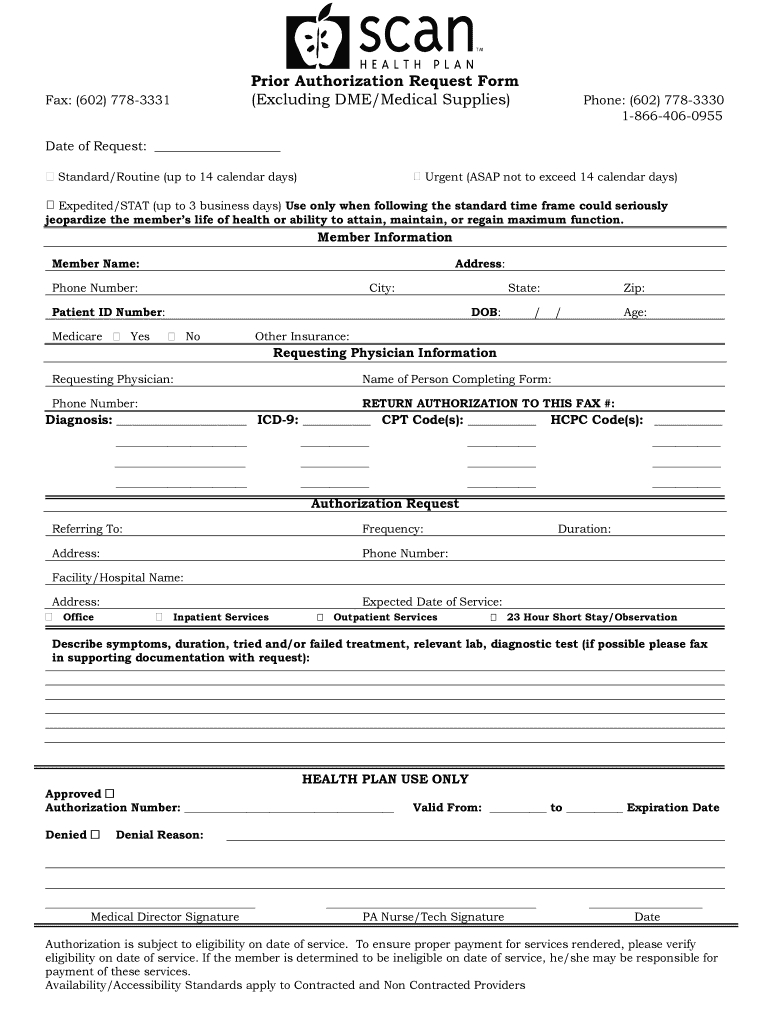 Scan Prior Authorization Request Form - Fill Online, Printable in Prior Authorizations For Dummies Template Or Printable Free