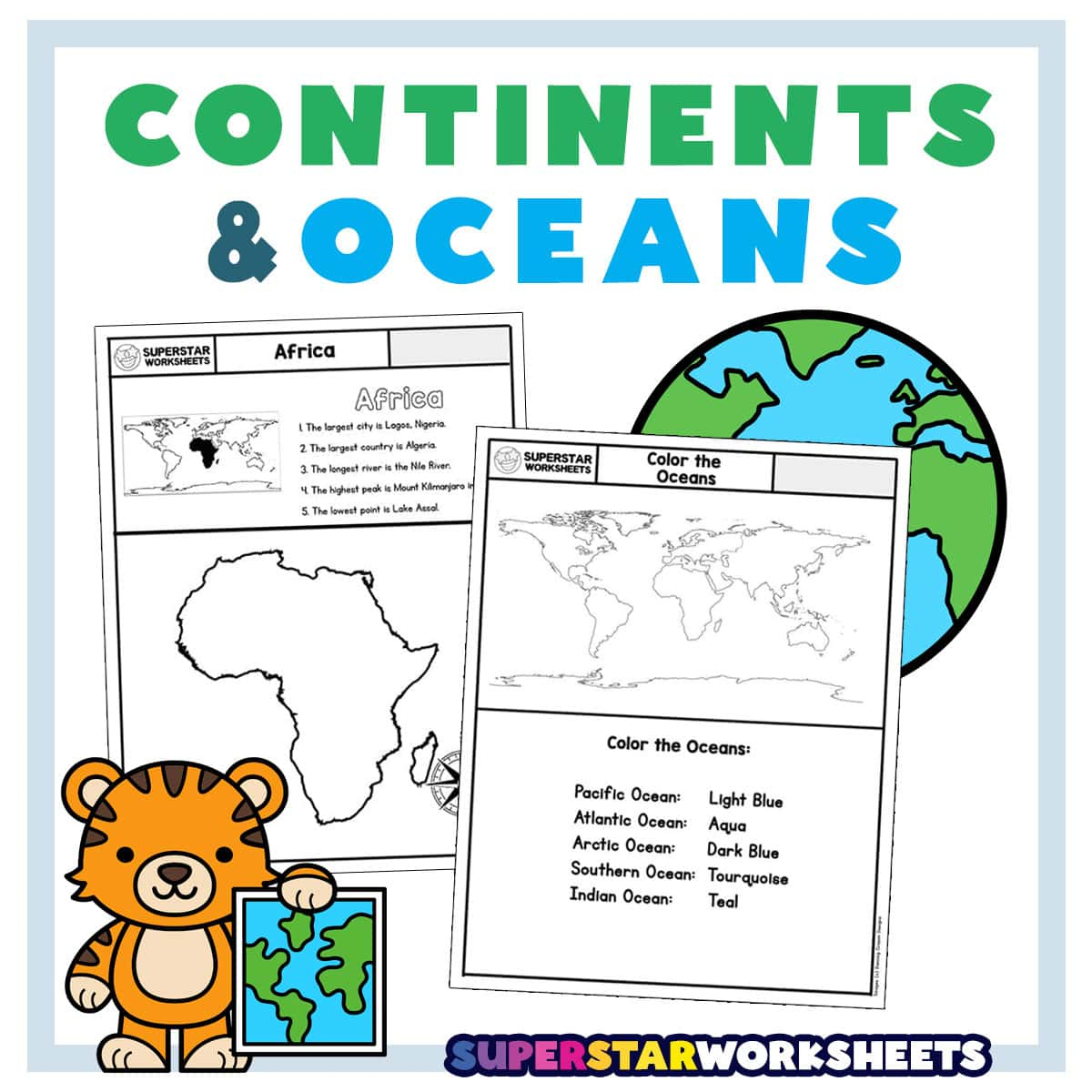 Seven Continents & Oceans Worksheets - Superstar Worksheets within Free Printable Continents and Oceans Worksheet