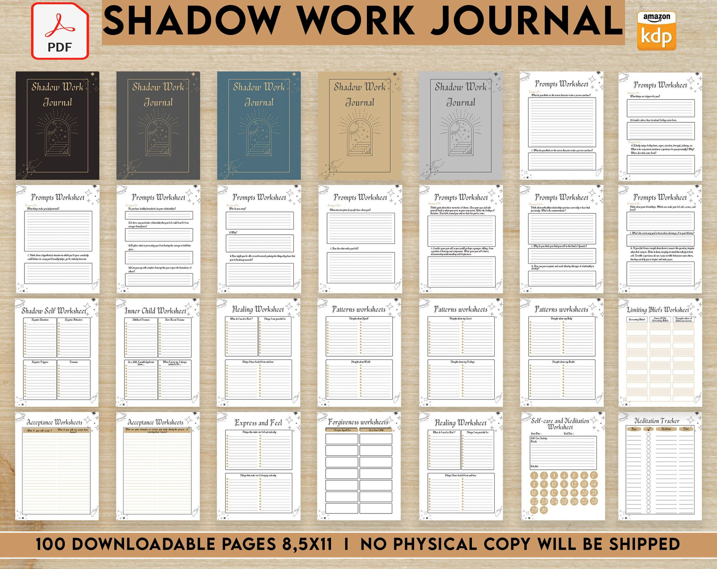 Shadow Work Guided Journal With Prompts 100 Pages Pdf, 8.5X11" Printable Planner Commercial Use regarding Free Printable Shadow Work Journal