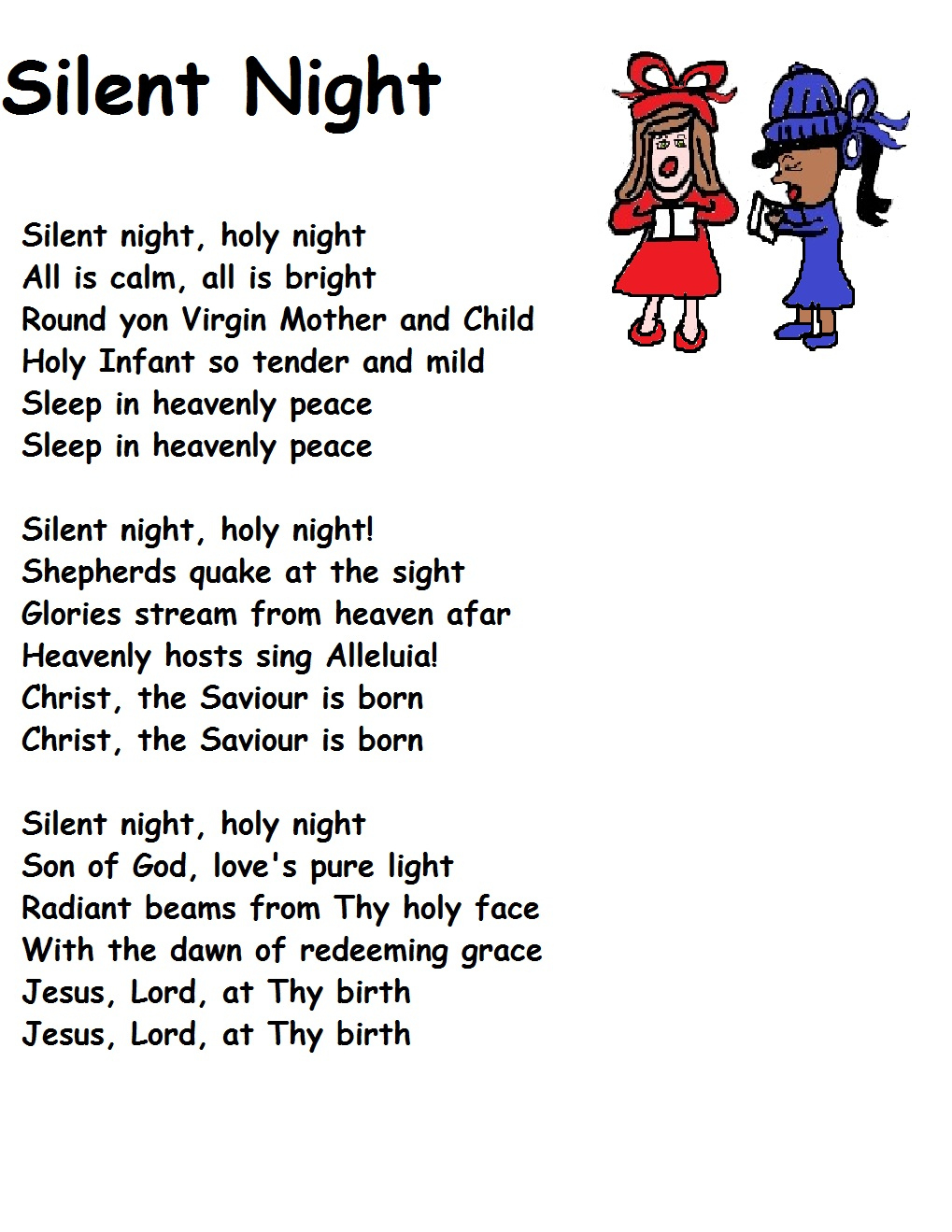 Silent Night intended for Silent Night Lyrics Free Printable