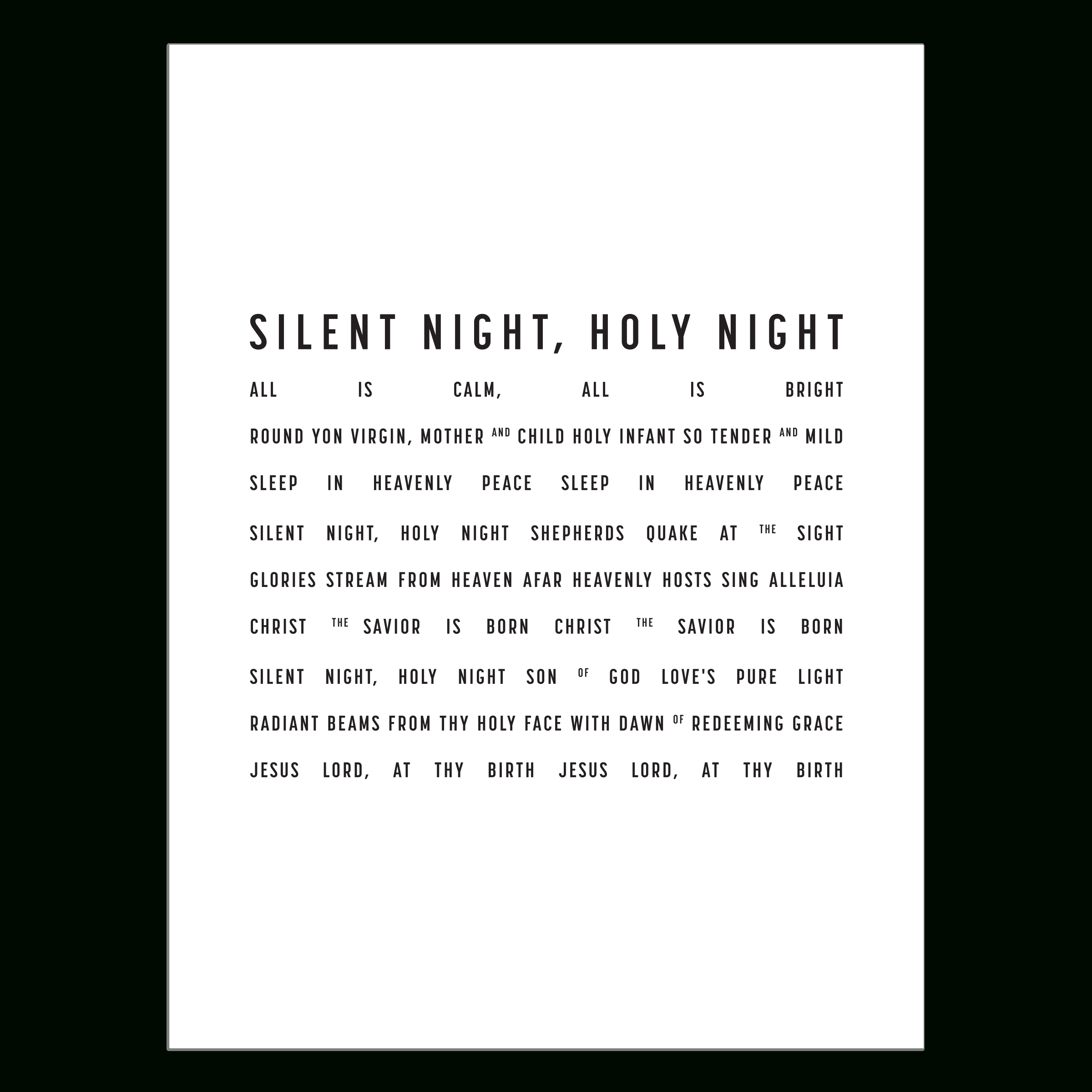 Silent Night - Visual Theology regarding Silent Night Lyrics Free Printable