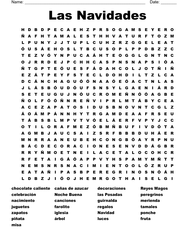 Spanish Word Search - Wordmint throughout Spanish Word Search Free Printable