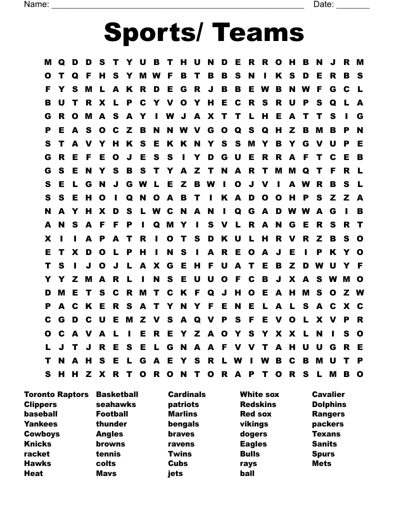 Sports/ Teams Word Search - Wordmint pertaining to Word Search Puzzles Sports Printable