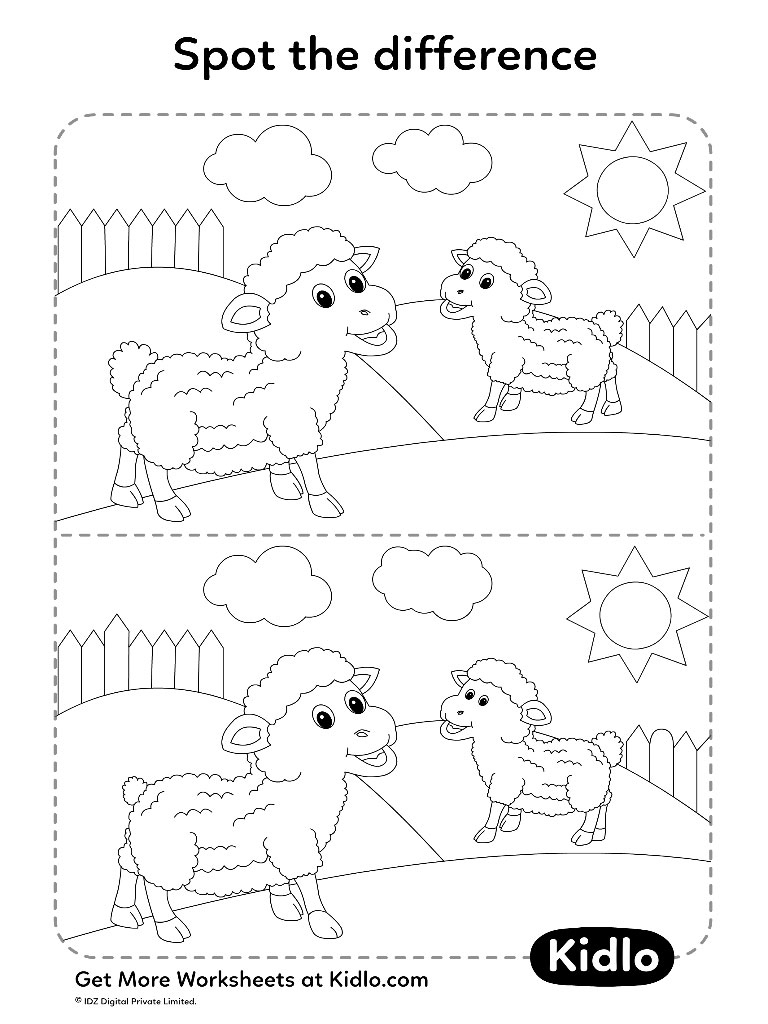Spot The Difference – Animal Matching Activity Worksheet #05 intended for Spot The Difference Printable For Kids