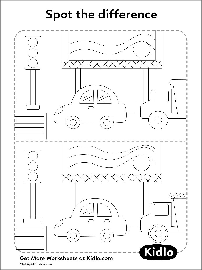 Spot The Difference – Vehicle Matching Activity Worksheet #02 with regard to Spot The Difference Printable For Kids
