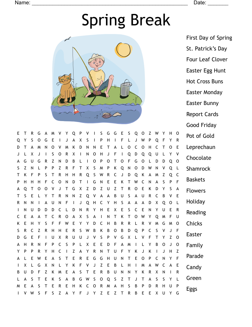 Spring Break Word Search - Wordmint within Spring Break Crossword Puzzle Printable
