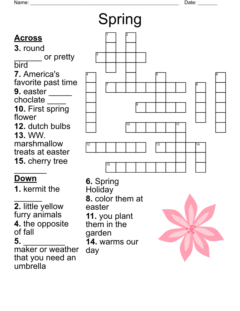 Spring Crossword - Wordmint regarding Spring Break Crossword Puzzle Printable