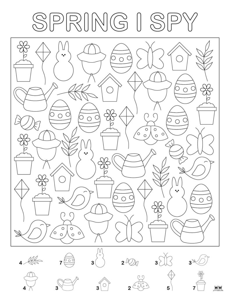 Spring I Spy - 4 Free Printables | Printabulls inside Spring Seek And Find Printables