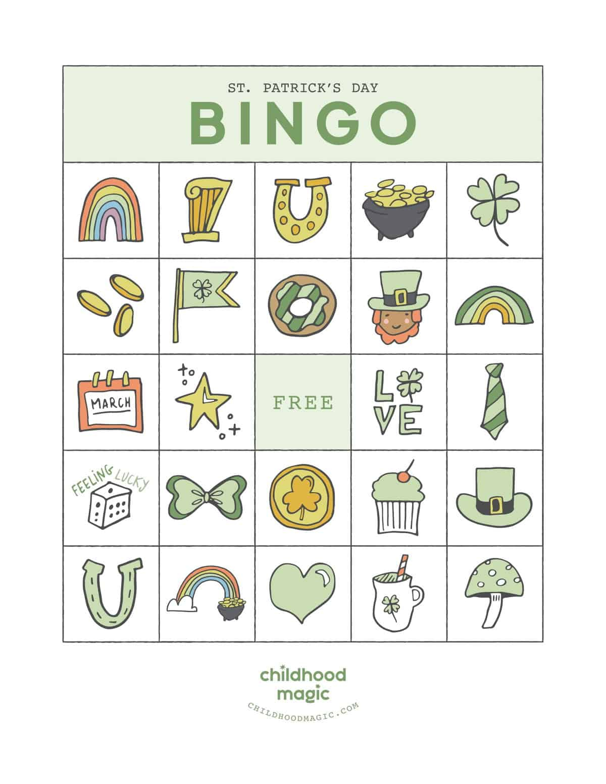 St. Patrick'S Day Bingo - Childhood Magic with regard to St Patrick's Day Bingo Cards Printable