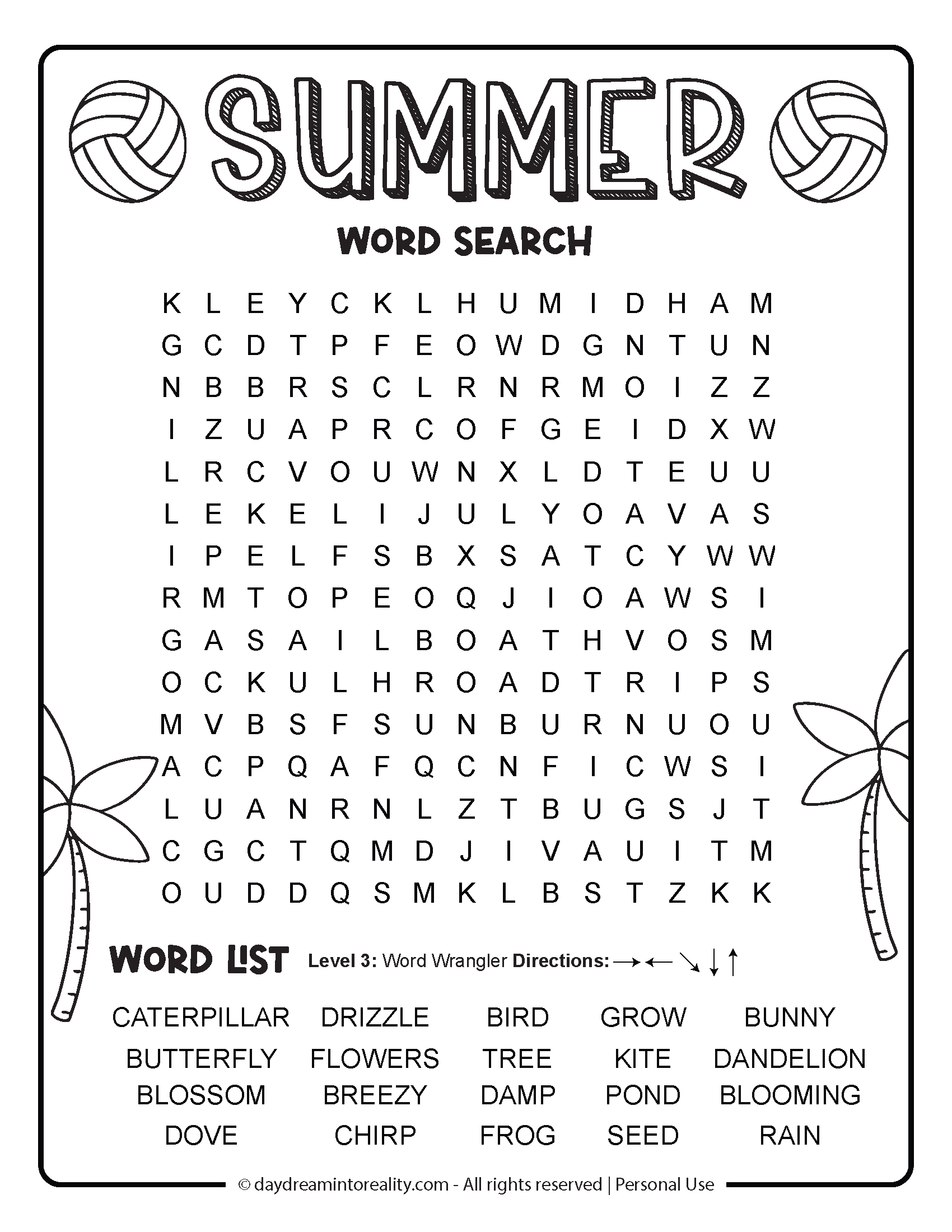 Summer Word Search Free Pdf Printables | 6 Levels Of Difficulty within Free Printable Word Searches