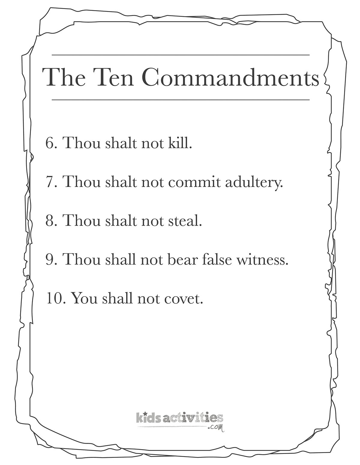 Ten Commandments Printable | Kids Activities Blog throughout Ten Commandments Free Printable Worksheets