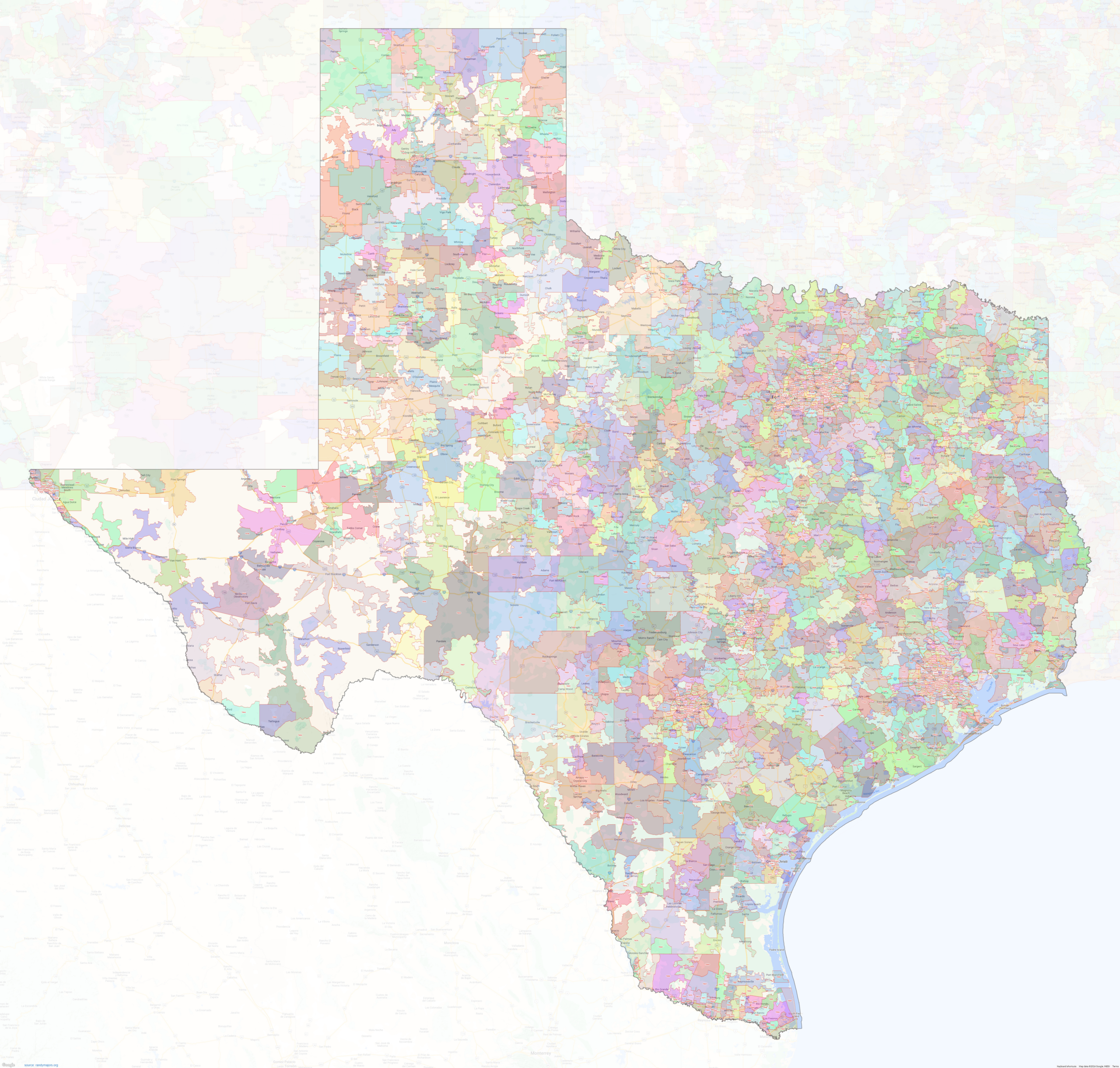 Texas Zip Codes – Shown On Google Maps inside Texas Zip Code Map Printable