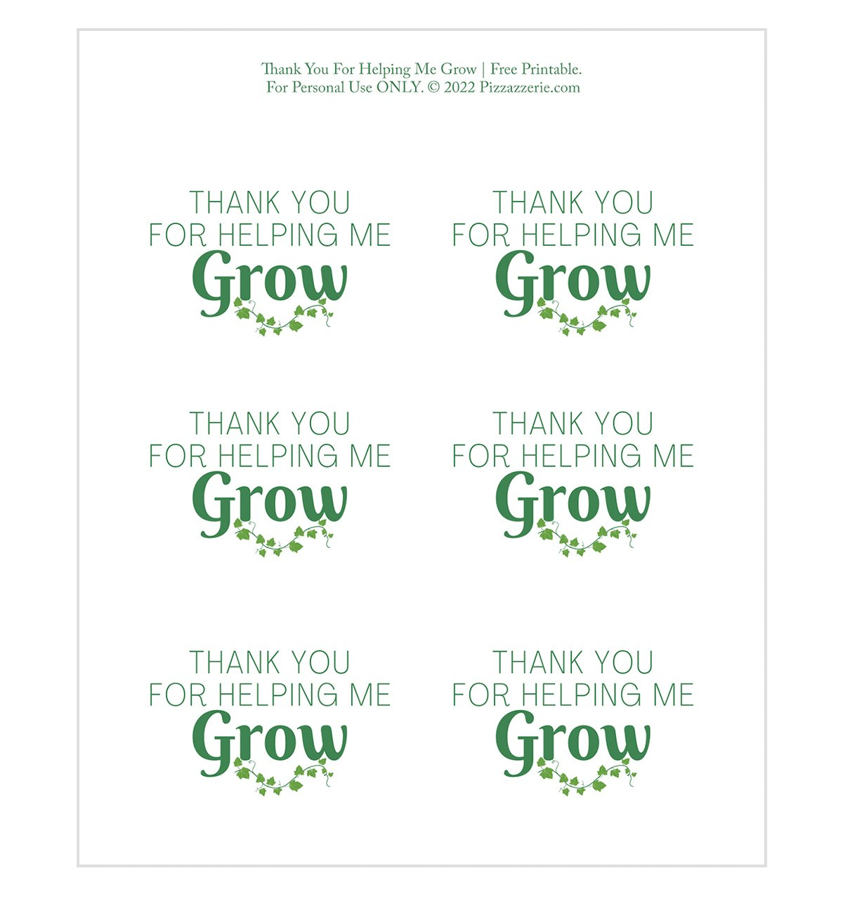 Thank You For Helping Me Grow (Teacher Gift, Free Printable in Thank You For Helping Us Grow Free Printable