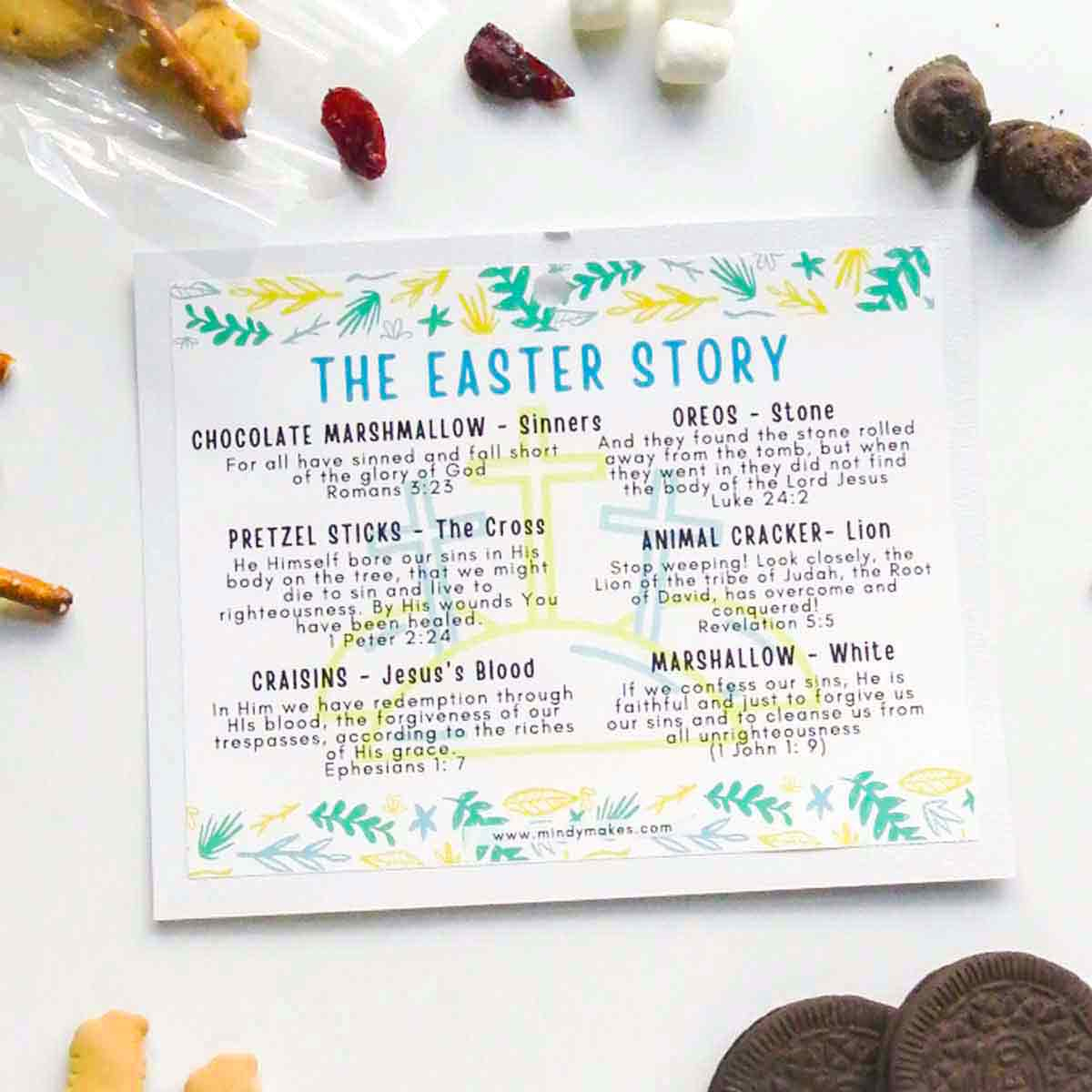 The Easter Story Snack Mix (Free Printable!) - Mindymakes in The Easter Story Snack Mix Free Printable