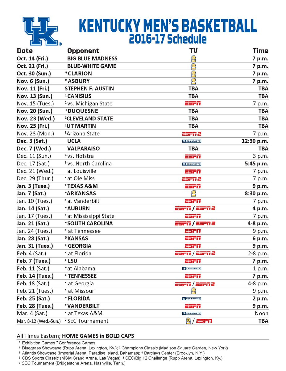 The Kentucky Basketball Schedule Is Complete - On3 for Printable Kentucky Men's Basketball Schedule
