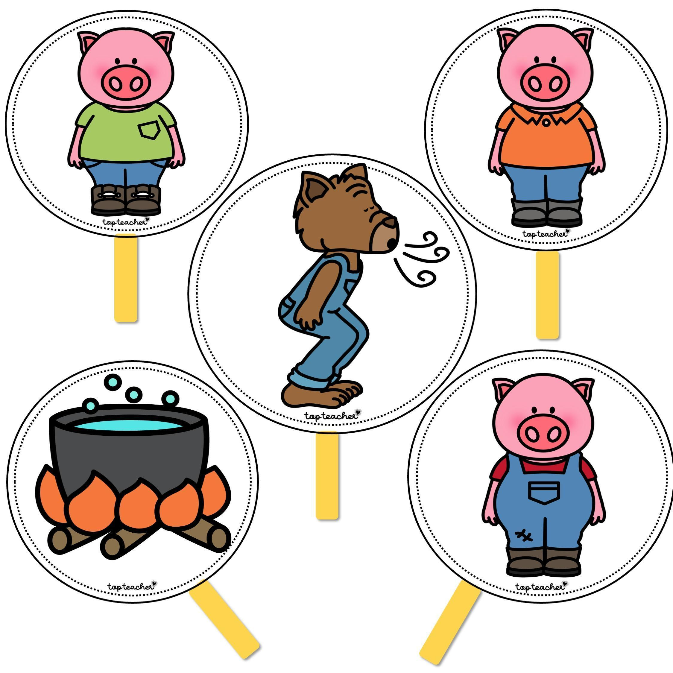 Three Little Pigs Stick Puppets - Top Teacher in Three Little Pigs Free Printables