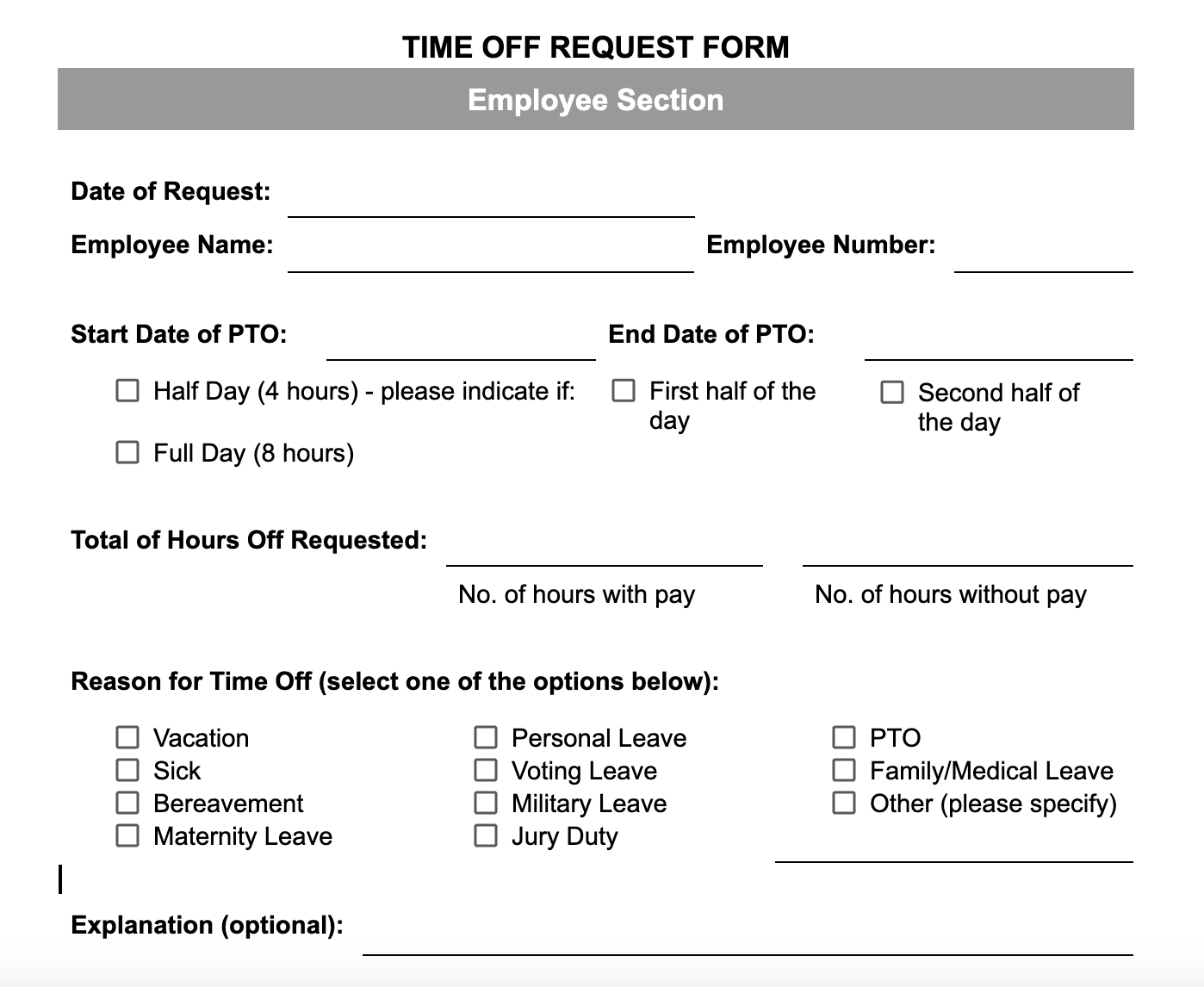 Time Off Request Form: What To Include + Free Template for Printable Time Off Request Form
