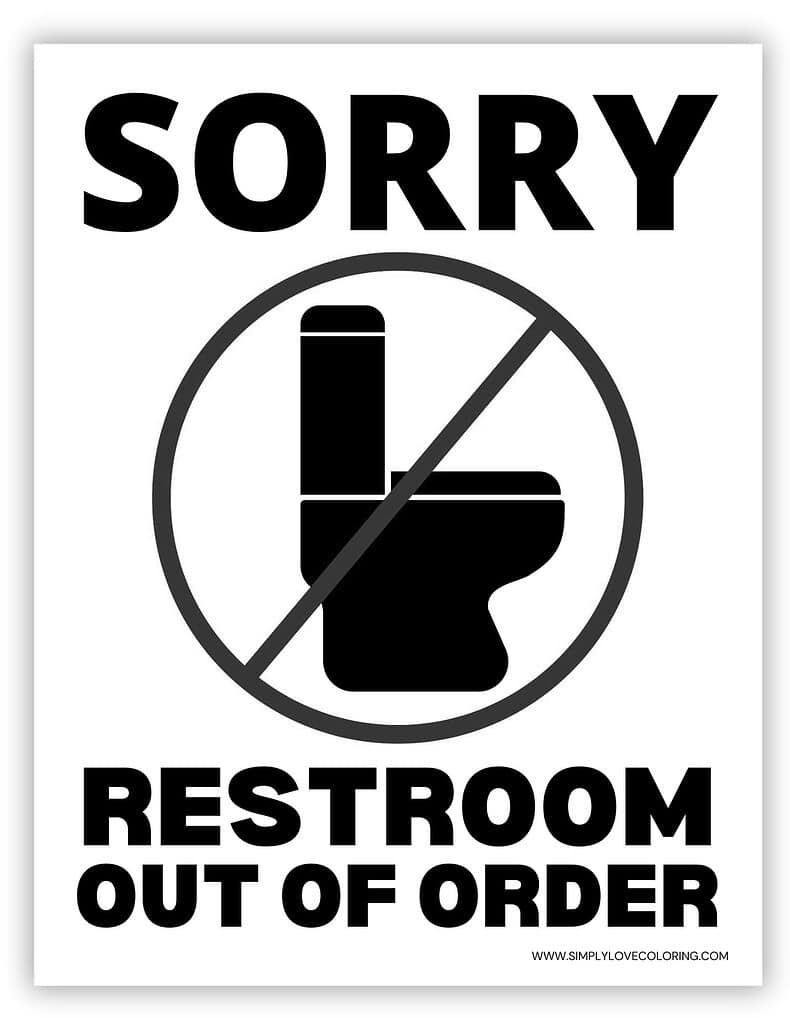 Toilet Out Of Order Sign (Free Pdf Printables) - Simply Love Coloring with Free Printable Out of Order Signs