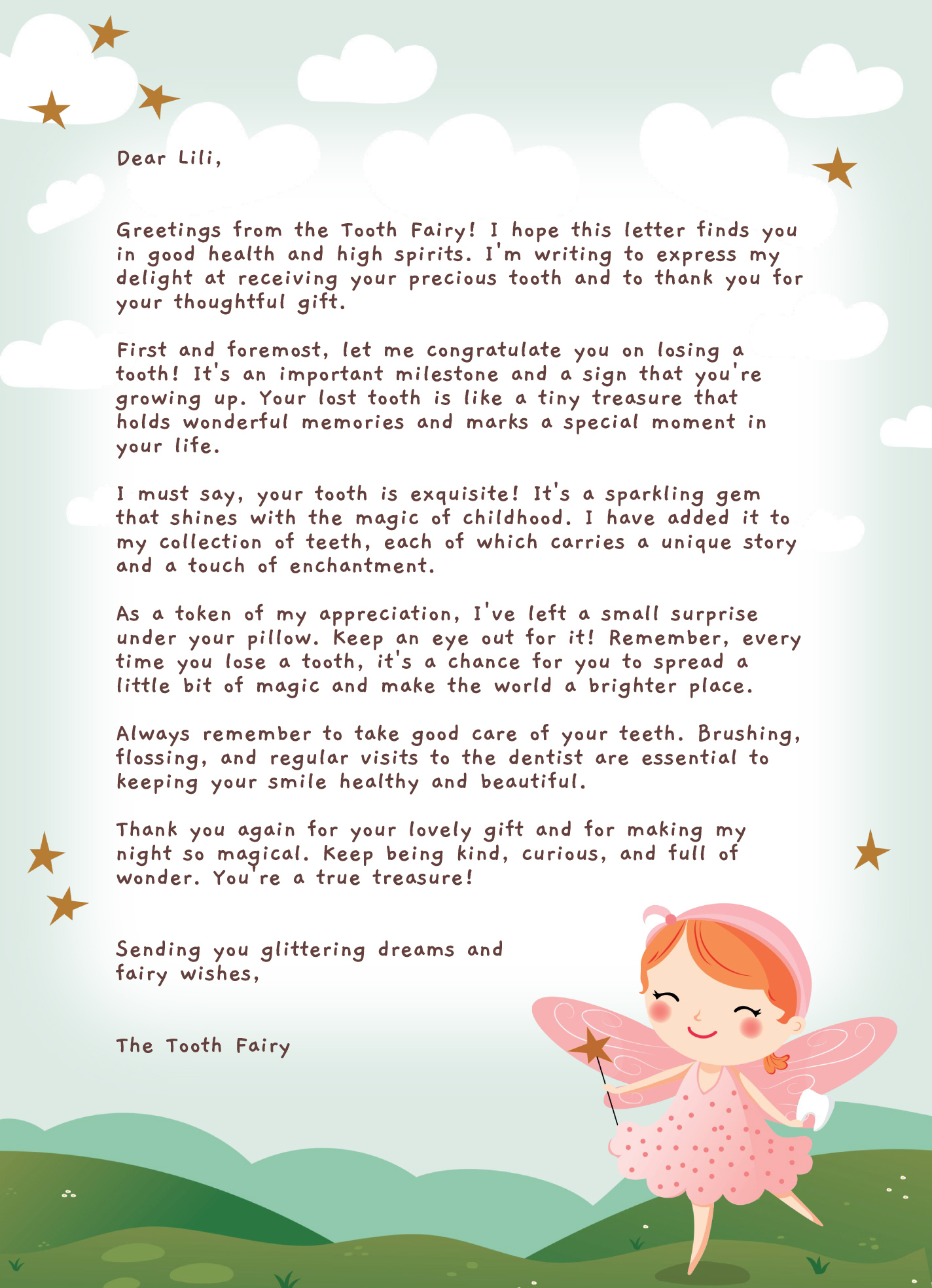 Tooth Fairy Letterhead Free Google Docs Template - Gdoc.io regarding Tooth Fairy Letter Printable Free