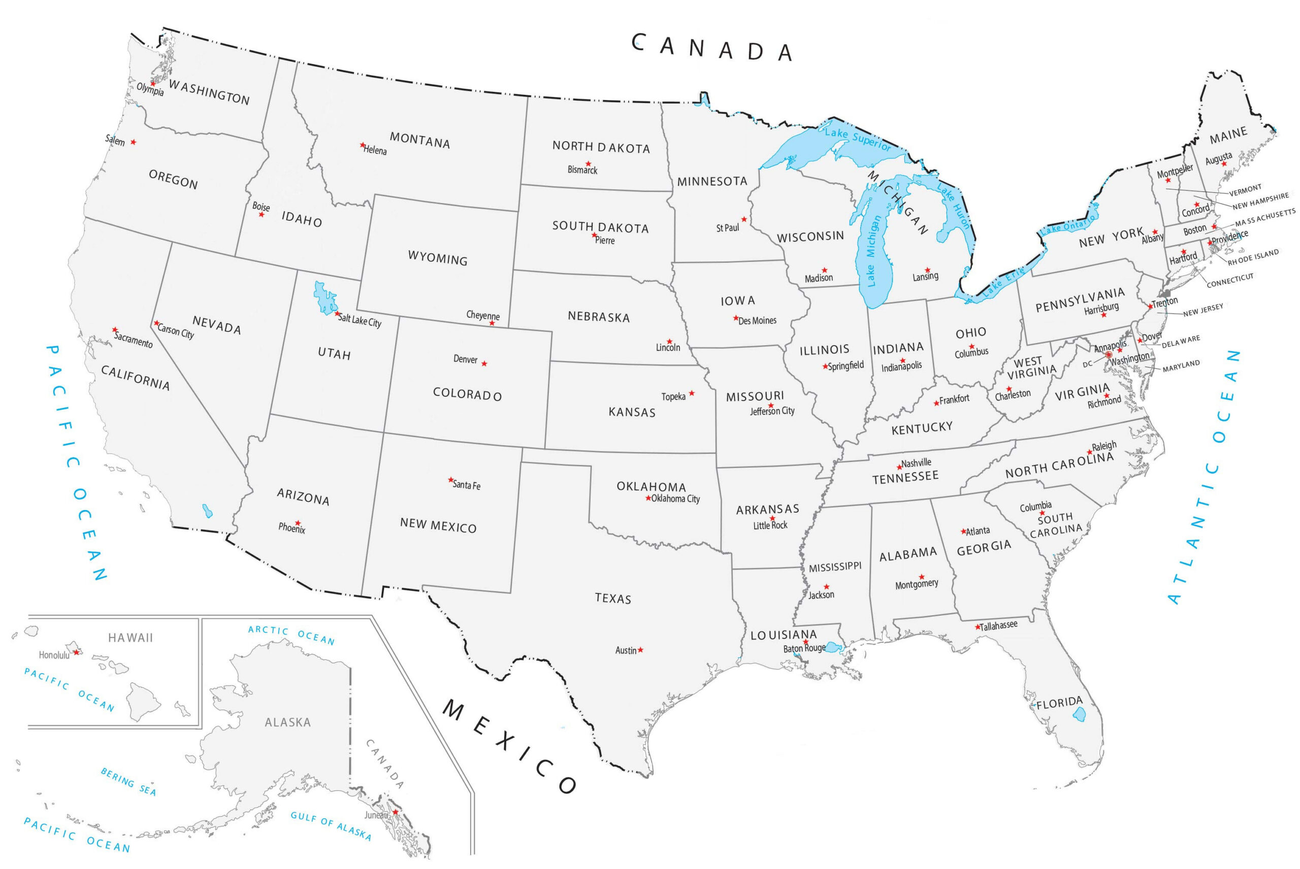 United States Map With Capitals - Gis Geography in Us Map With States And Capitals Printable
