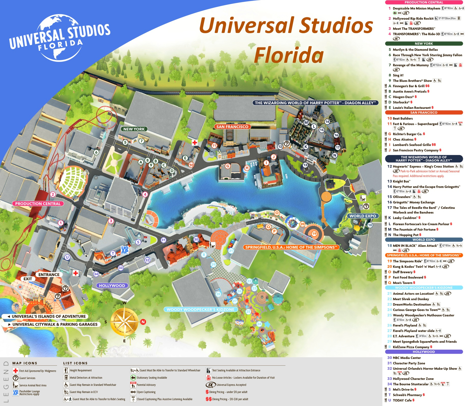 Universal Studios Florida Map - Orlando - Ontheworldmap inside Universal Studios Orlando Printable Map