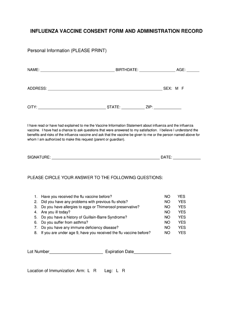 Ut Influenza Vaccine Consent Form And - Fill Online, Printable with regard to Free Printable Flu Vaccine Consent Form
