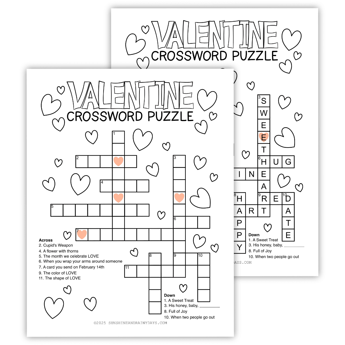Valentine Crossword Puzzle - Sunshine And Rainy Days regarding Valentine'S Day Crossword Puzzle Free Printable