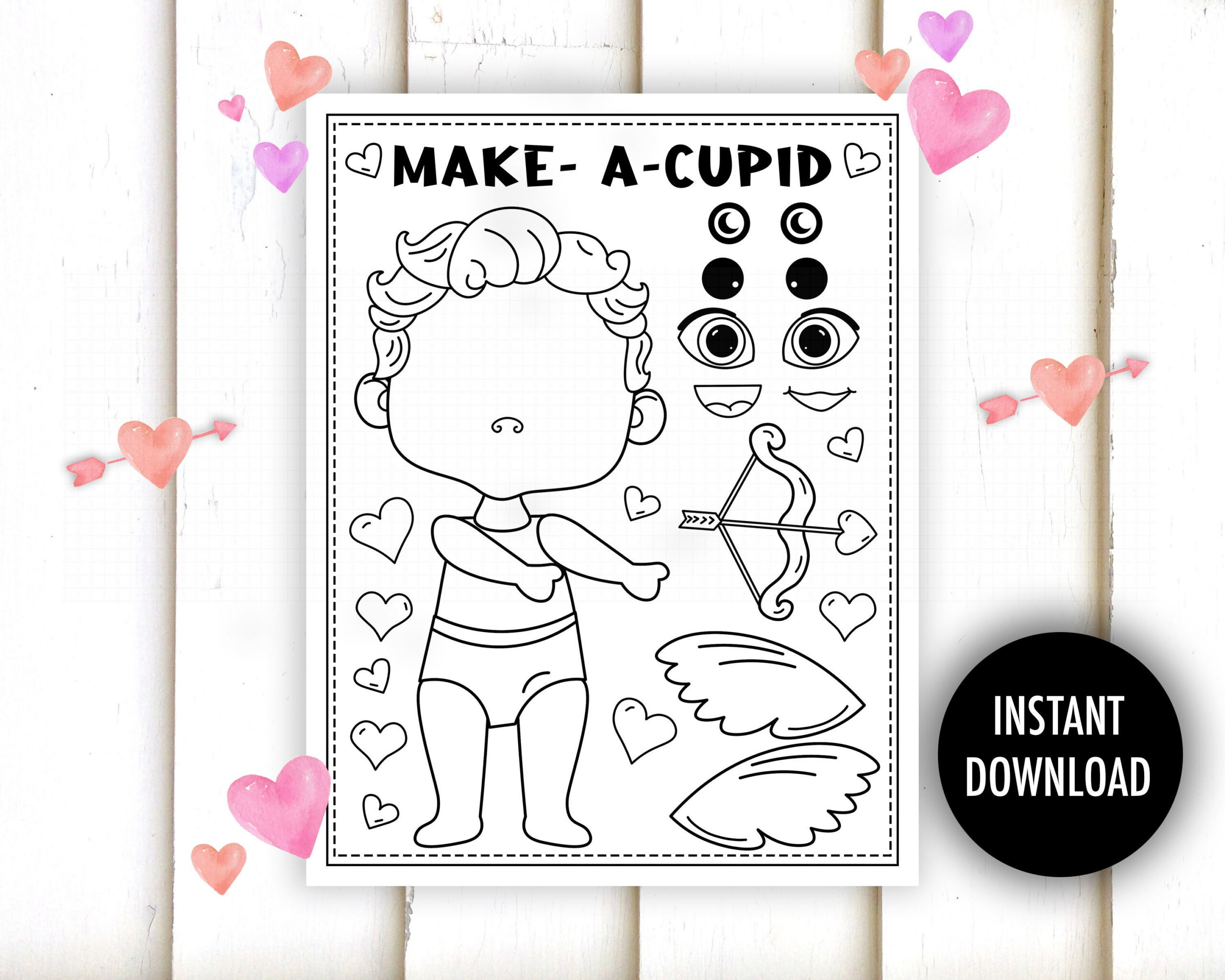 Valentine Cut And Paste Printable - "Valentine Crafts" Cupid throughout Valentines Cut and Paste Printables