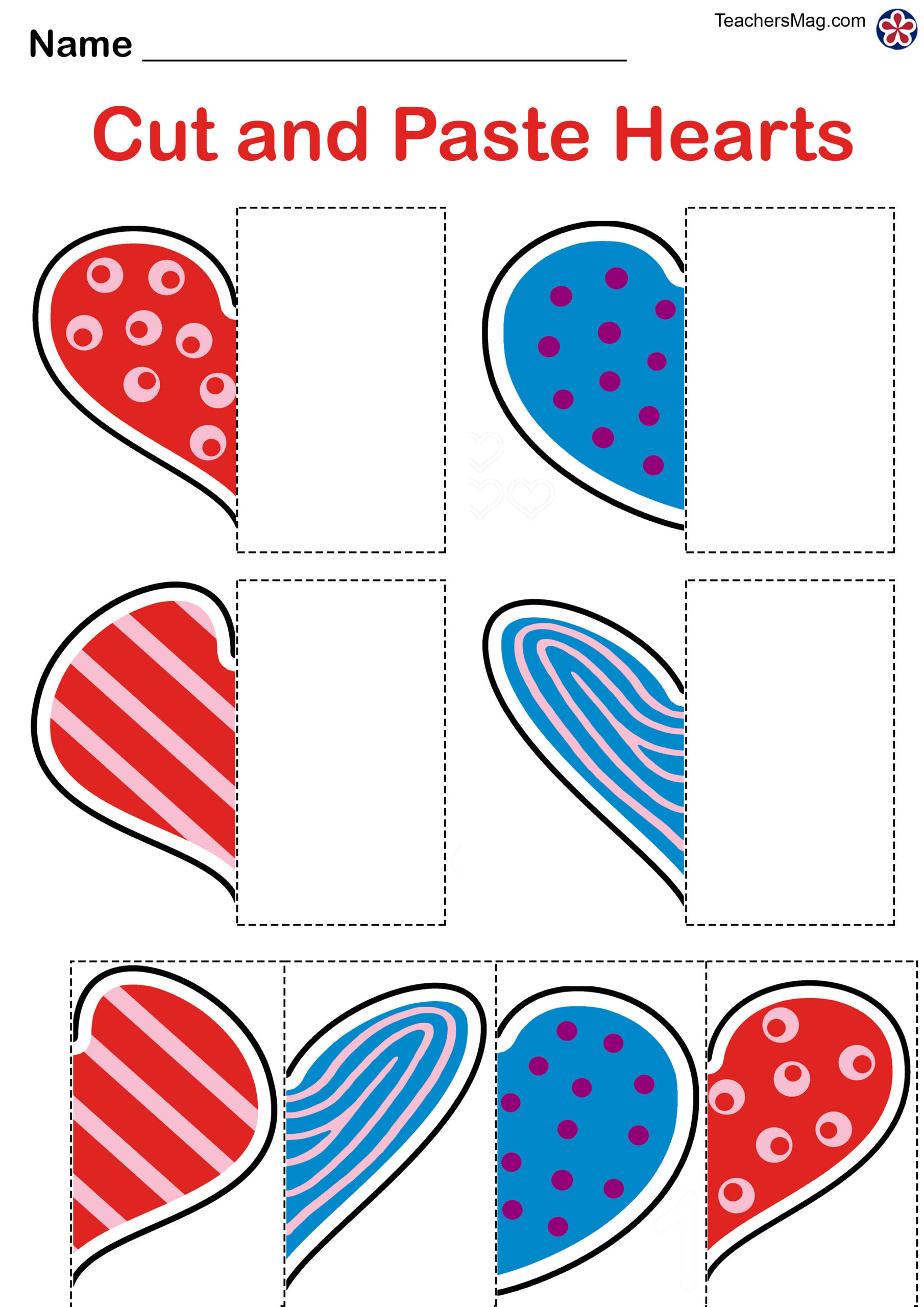 Valentine'S Day Free Worksheets For Preschool. Teachersmag inside Valentines Cut And Paste Printables