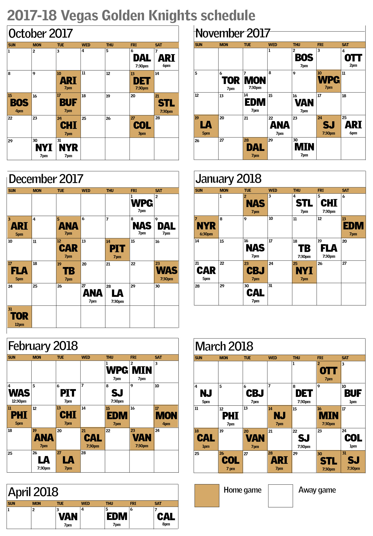 Vegas Golden Knights Schedule Includes Early 7-Game Homestand regarding Vegas Golden Knights Printable Schedule