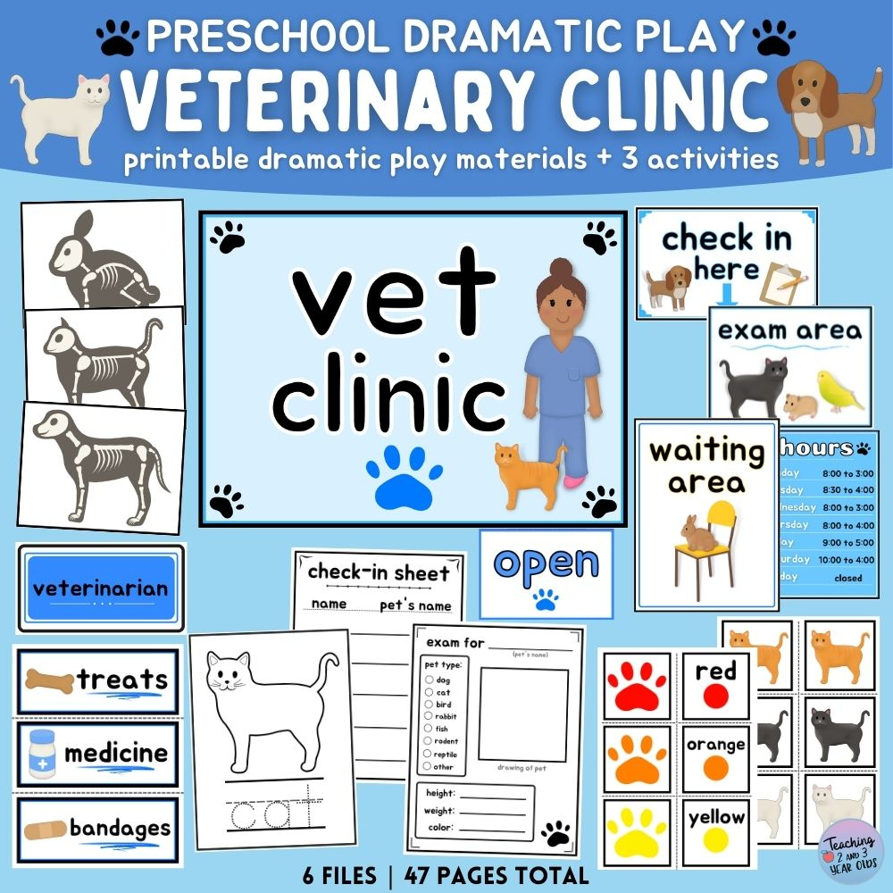 Veterinarian Preschool Pets Theme Dramatic Play Activity throughout Vet Clinic Dramatic Play Free Printables