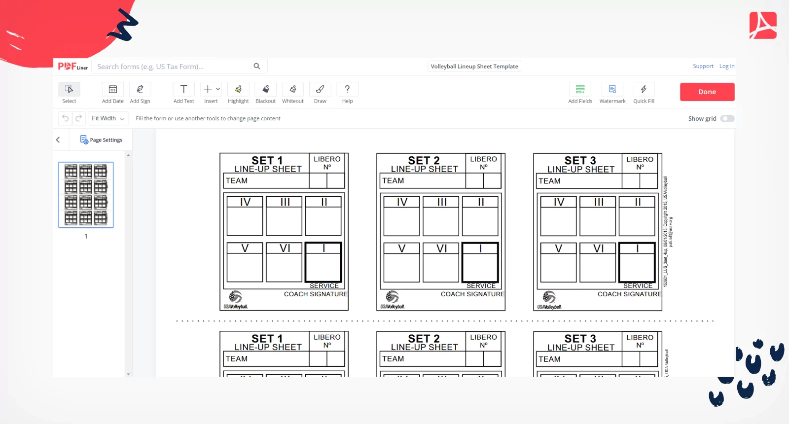 Volleyball Lineup Sheet Template Pdf Blank - Pdfliner within Free Printable Volleyball Lineup Sheets