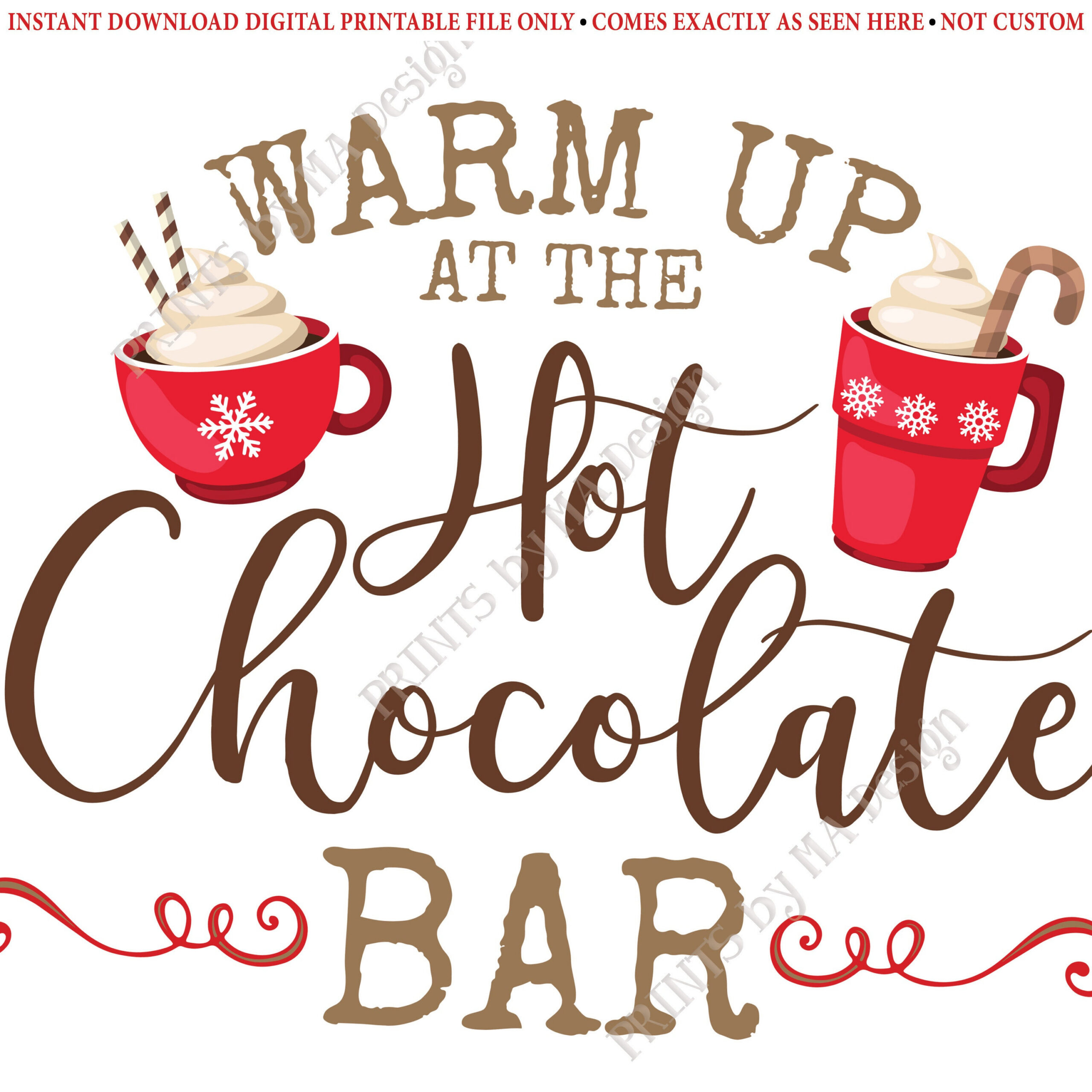 Wärmen Sie Sich Am Hot Chocolate Bar Schild Auf, Weihnachtsfeier for Hot Chocolate Bar Sign Printable Free