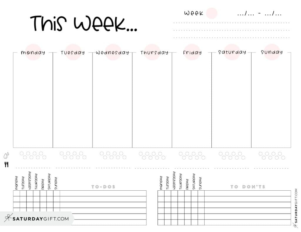 Weekly Planner Printable - 39 Cute Free Weekly Calendar Templates regarding Free Week At A Glance Printable