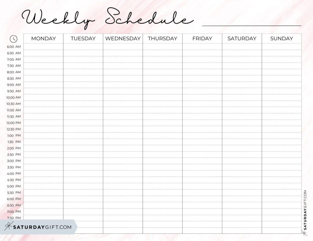 Weekly Planner Printable - 39 Cute Free Weekly Calendar Templates with regard to Free Printable Weekly Schedule Template Cute Hourly Planner
