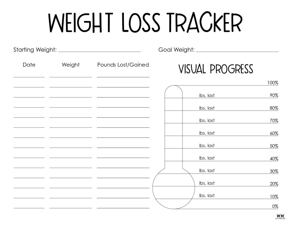 Weight Loss Trackers - 29 Free Printables | Printabulls with regard to Free Weight Loss Journal Printables