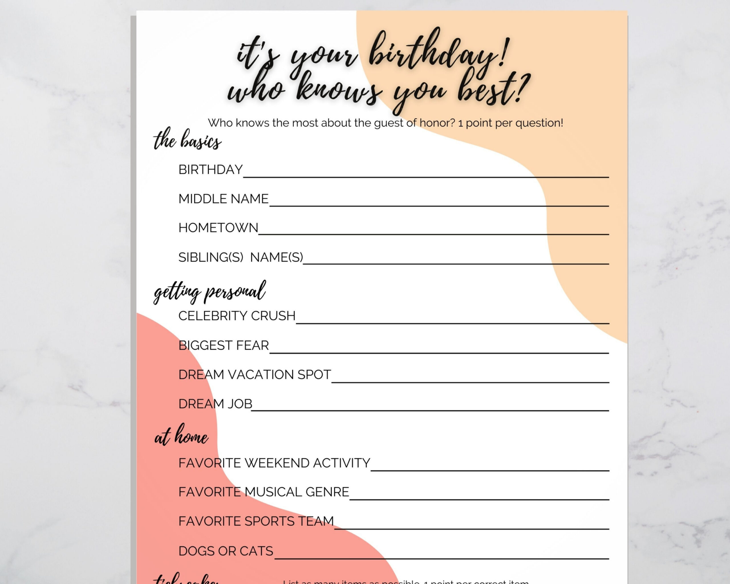 Who Knows You Best, Fun Printable Birthday Game, Who Knows The in Who Knows the Birthday Girl Best Free Printable