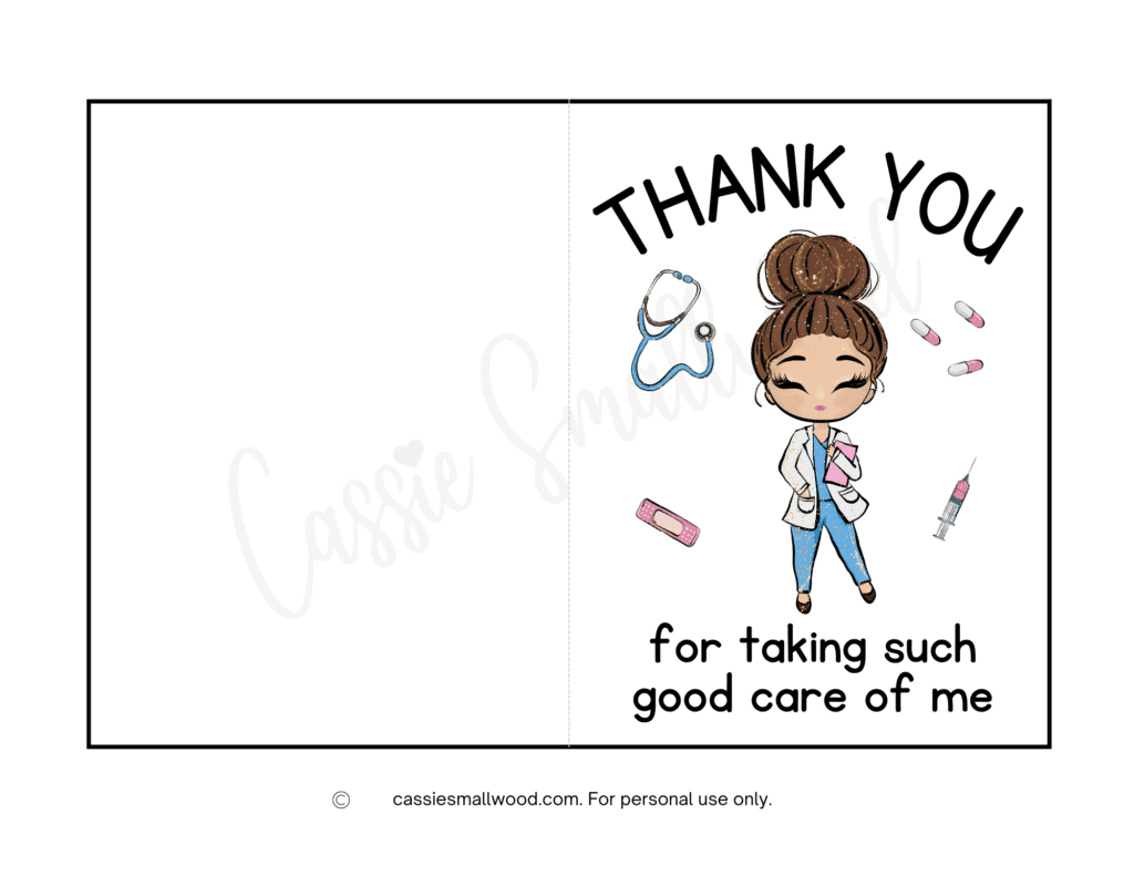 10 Cute Nurse Thank You Cards (Free Printable) - Cassie Smallwood regarding Printable Free Thank You Cards For Nurses