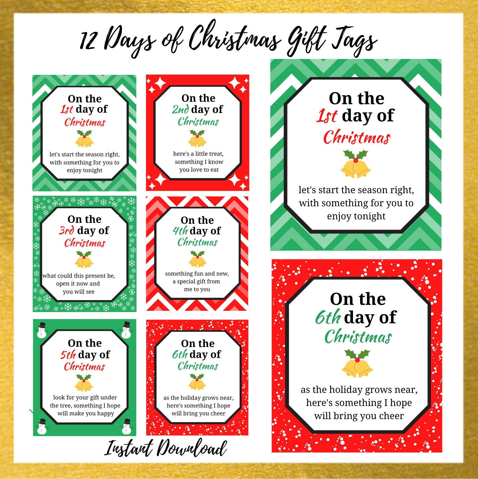 12 Days Of Christmas Gift Tags | 12 Days Of Christmas Printable in Printable 12 Days of Christmas Tags