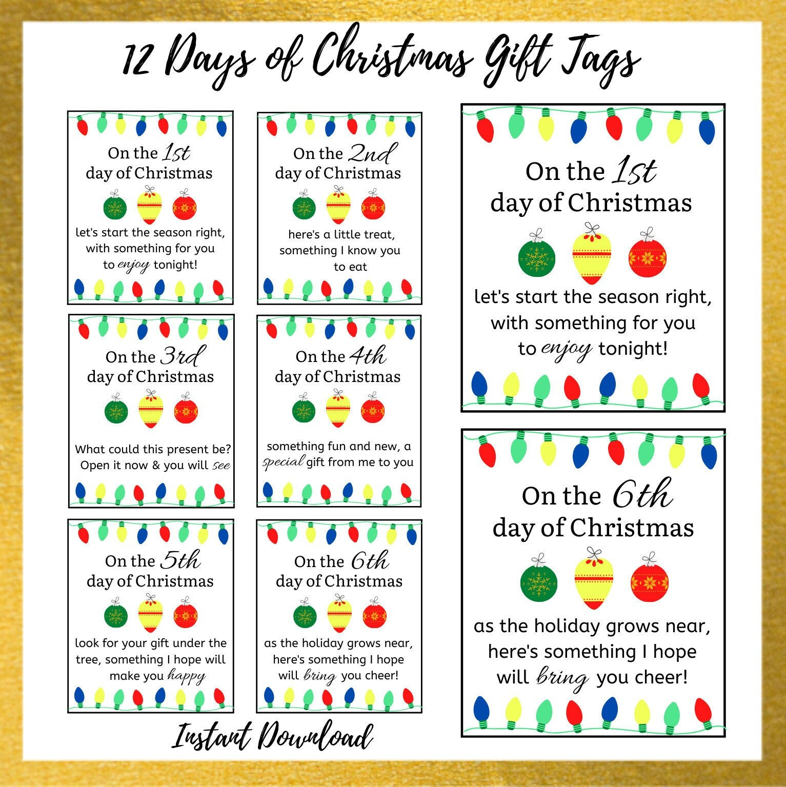 12 Days Of Christmas Gift Tags | 12 Days Of Christmas Printable within 12 Days Of Christmas Printable Tags